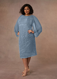 Azazie Mya Mother of the Bride Dresses Dusty Blue Sheath Scoop lace Lace Dress image7