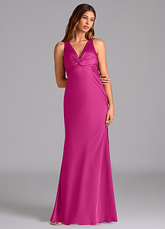 Azazie Hati Brudtärnklänningar Klä av Sjöjungfru i Stretch Satin Fuchsia image3