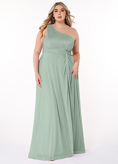 Azazie Brooke Jurken voor bruidsmeisjes Jurk van Mesh met A-Lijn One-Shoulder Agave image6