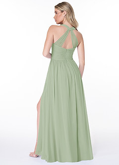 Azazie Jaclyn Brautjungfernkleider A-Linie Plissee Chiffon Kleid Staubiger Salbeigrün image6