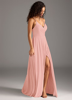 Azazie Davis Bridesmaid Dresses Rosette A-Line Pleated Mesh Dress image4