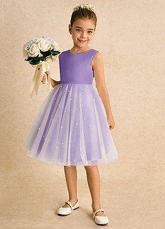 Azazie Esme Blumenmädchenkleider Ballkleid Schleifen Tüll Kleid Tahiti image2