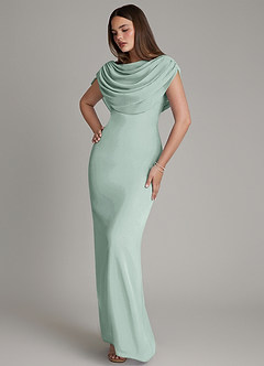 Azazie Hadley Brautjungfernkleider Meerjungfrau-Linie Plissee Chiffon Kleid Agave image8