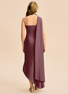 Azazie Briony Junior Etui Plissee Stretch-Satin Kleid Sangria image2