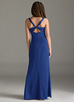 Azazie Mero Junior Royal Blue Mermaid Pleated Stretch Satin Dress image5