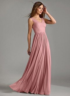 Azazie Keyla Bridesmaid Dresses Dusty Rose A-Line Pleated Mesh Dress image5