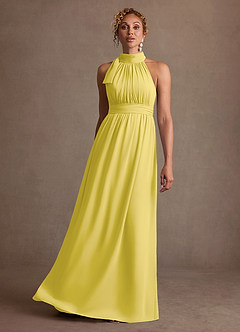 Azazie Antoinette Kleider für die Brautmutter A-Linie Plissee Chiffon Kleid Kanarienvogel image3
