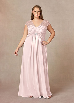 Azazie Star Final Sale Blushing Pink A-Line V-Neck sequins Chiffon Dress image6