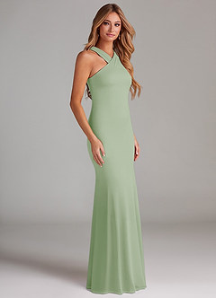 Azazie Doretta Bridesmaid Dresses Dusty Sage Mermaid Pleated Chiffon Dress image4