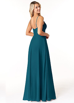 Azazie Moira Bridesmaid Dresses Ink Blue A-Line Scoop Chiffon Dress image5