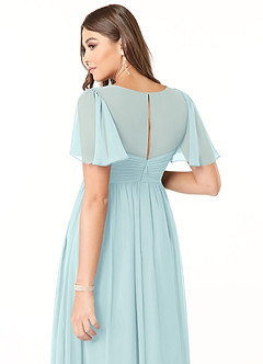 Azazie Verna Maternity Bridesmaid Dresses A-Line V-Neck Ruched Chiffon Floor-Length Dress image6