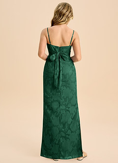 Azazie Mai Junior Dark Green Sheath Pleated Floral Burnout Dress image2