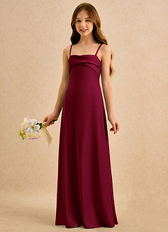 Azazie Mirabella Girls Formal Robe Demoiselle D'honneur Fillette Robe Fourreau en Satin extensible Encolure en Forme de Cœur Bourgogne image2