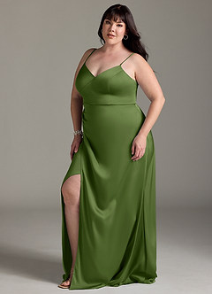 Azazie Marchella Bridesmaid Dresses Juniper A-Line Corset Stretch Satin Dress image10