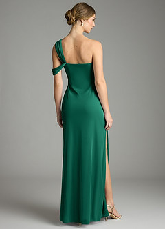Azazie Tati Bridesmaid Dresses Emerald Sheath Off the Shoulder Mesh Dress image5