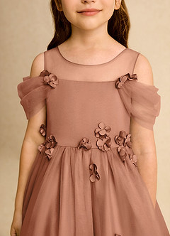 Azazie Juni Blumenmädchenkleider Ballkleid Plissee Tüll Kleid Bronzer image9