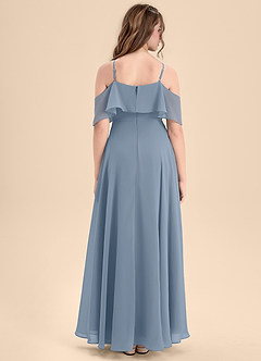 Azazie Tessabelle Junior Dusty Blue A-Line Off the Shoulder Chiffon Dress image2