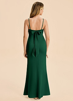 Azazie Mia Junior Robe Sirène en Satin extensible Plissé Vert Foncé image2
