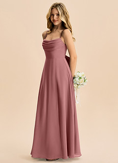 Azazie Bear Junior Desert Rose A-Line Pleated Chiffon Dress image5