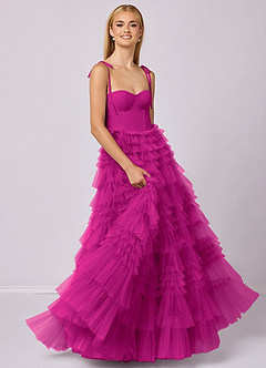 Barbie ♥ Azazie Bridesmaid Dresses Fuchsia A-Line Sweetheart Neckline Tulle Dress image3