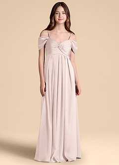 Azazie Kaitlynn Junior Jurk van Stretch Satijn met A-Lijn Off the Shoulder Blozend Roze image1