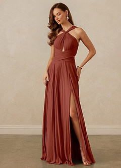 Christian Siriano Bridal for Azazie 1009 Bridesmaid Dresses Auburn A-Line Pleated Chiffon Dress image8