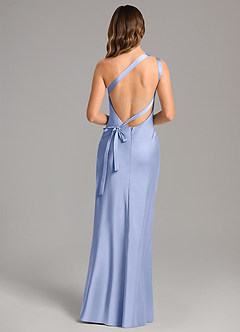 Azazie Monroe Bridesmaid Dresses Ice Mermaid One Shoulder Stretch Satin Dress image2