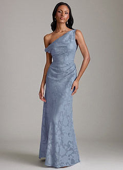 Azazie Emerson 신부 들러리 드레스 인어 오프 더 숄더 플로럴 번아웃 바닥 길이 드레스 image1