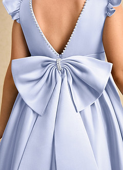 Azazie Dumpling Flower Girl Dresses Lavender A-Line Bow Matte Satin Dress image6