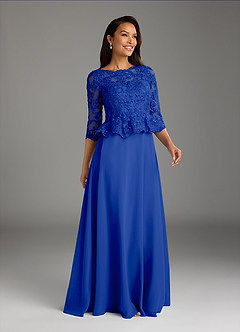 Azazie Averie Mother of the Bride Dresses Royal Blue A-Line Boatneck Sequins Chiffon Dress image2
