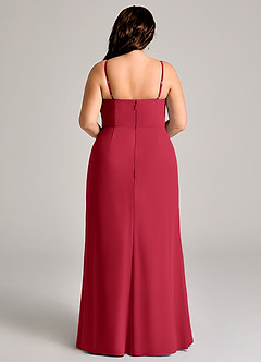 Azazie Maci Bridesmaid Dresses Scarlet Sheath Pleated Chiffon Dress image9