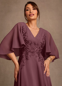 Azazie Tilda Kleider für die Brautmutter A-Linie Spitze Chiffon Kleid Sangria image5