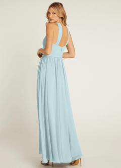 Azazie Jacey Bridesmaid Dresses Mist A-Line Pleated Chiffon Dress image4