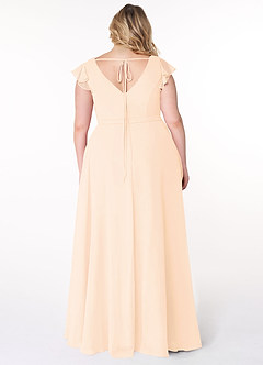 Azazie Claudine Bridesmaid Dresses Pearl Pink A-Line Flutter Sleeve Chiffon Dress image3