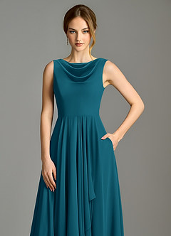 Azazie Wonderland Bridesmaid Dresses Ink Blue A-Line Pleated Chiffon Dress image7