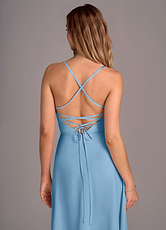 Azazie Mei Abiti da Damigella Abito A-Line in Chiffon Blu Acciaio image2