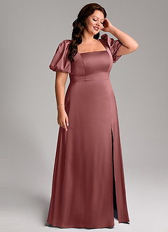 Azazie Fyona Bridesmaid Dresses Amethyst A-Line Pleated Stretch Satin Dress image13