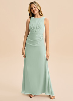 Azazie Floris Junior Robe Trapèze en Mousseline de soie Plissée Agave image4