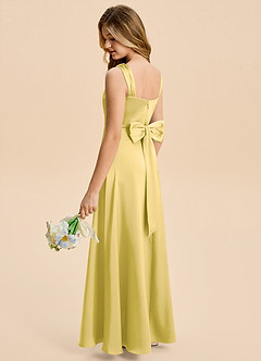 Azazie Kiki Junior Canary A-Line Bow Stretch Satin Dress image2