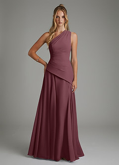 Azazie Holly Abiti da Damigella Abito A-Line in Chiffon Corsetto Sangria image1