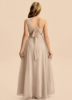 Azazie Phaedra Junior Taupe A-Line Pleated Chiffon Dress image2