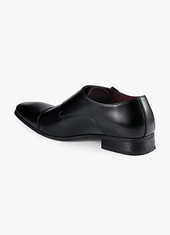 front Mocasines de cuero con doble hebilla para hombre