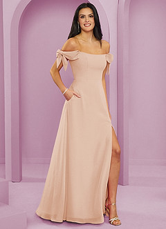 Barbie ♥ Azazie Bridesmaid Dresses English Rose A-Line Off the Shoulder Chiffon Convertible Dress image4