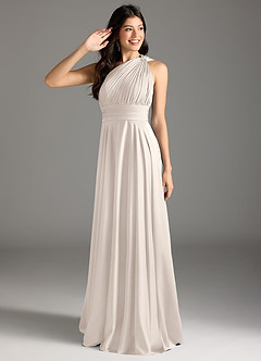 Azazie Charlize Jurken voor bruidsmeisjes Jurk van Stretch Satijn met A-lijn One-shoulder Wit Albast image1