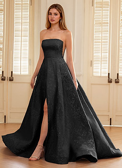 Isadorally Black Corset Rhinestone Sheer Lace Prom Dress image4