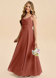 Azazie Gia Junior Auburn A-Line Pleated Chiffon Dress image3