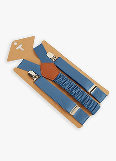 front Boy's Matching Matte Satin Bow Tie & Suspenders Set