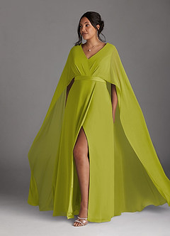 Azazie Isa Mère de la mariée Robes Robe Trapèze en Mousseline de soie Col V plissé Citronnelle image10