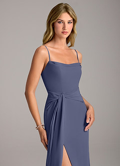 Azazie Tahlia Bridesmaid Dresses Stormy A-Line with Belt Chiffon Dress image2