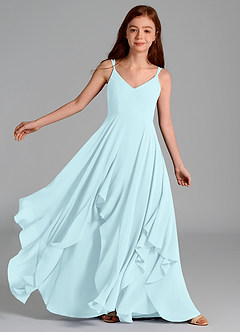 Azazie Karan Junior Cloud Blue A-Line Chiffon Dress image1